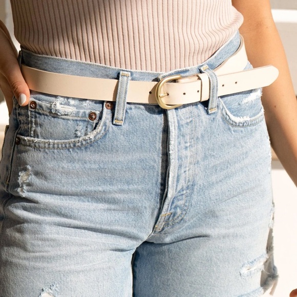 NISOLO NOEMI 2.0 THIN WHITE LEATHER BELT SIZE XL - Picture 1 of 12